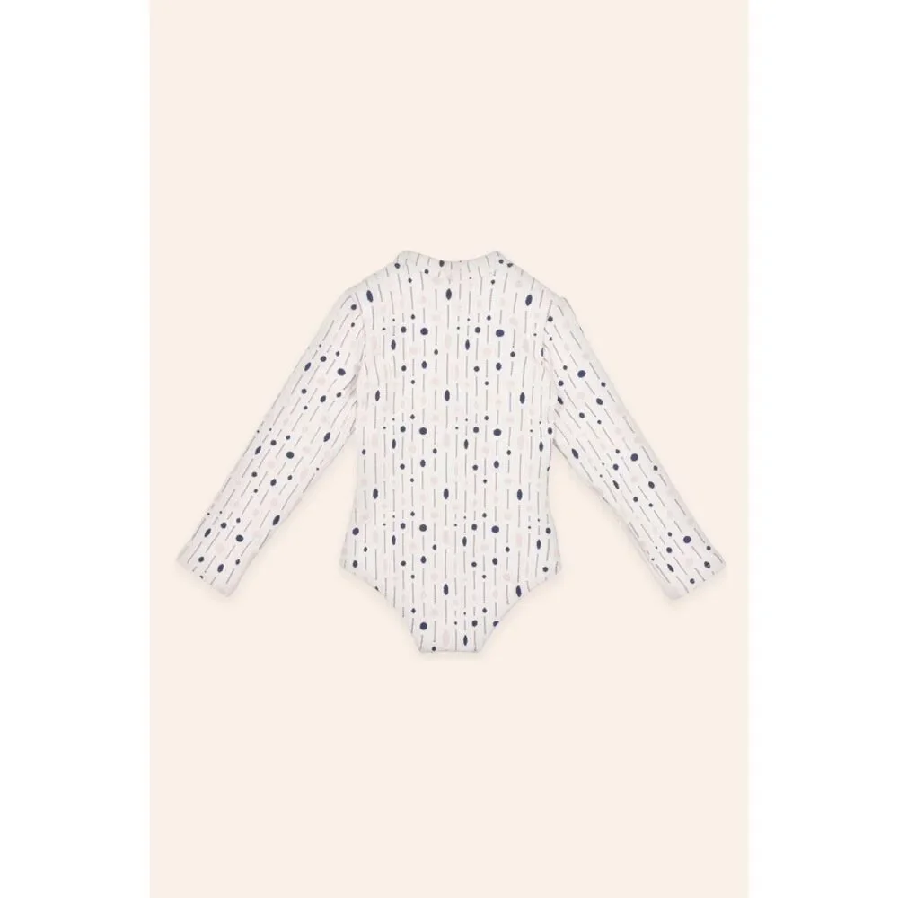 WET Kids Girls 1T Long Sleeve One Piece Rash Guard Swimsuit White Blue Pink NWT